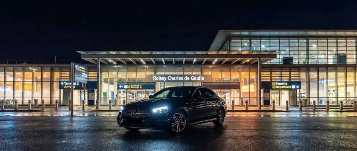 Mercedes E-Class private chauffeur car at Charles de Gaulle Airport CDG Paris